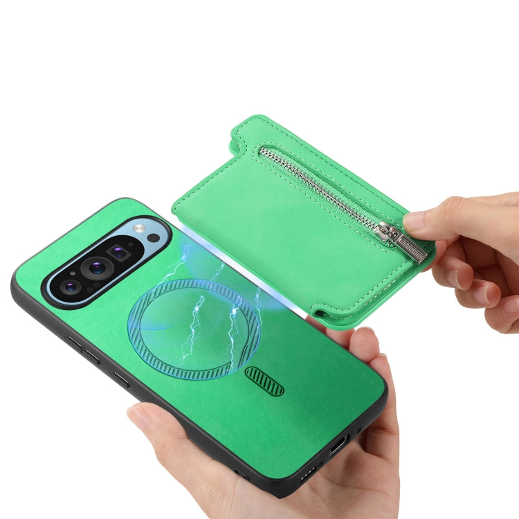 For Google Pixel 7 Pro Retro MagSafe Zipper Wallet Card Bag Back Phone Case