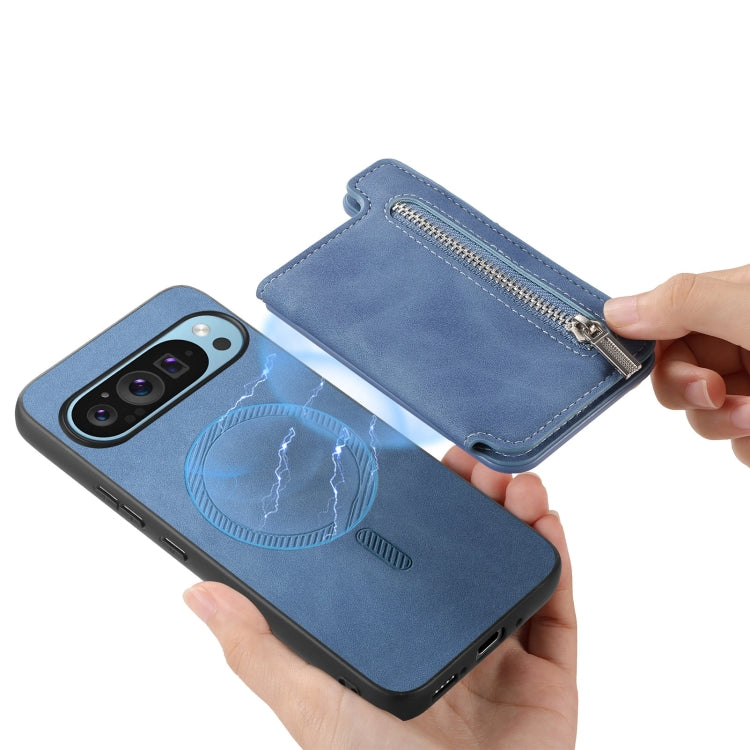 For Google Pixel 7 Retro MagSafe Zipper Wallet Card Bag Back Phone Case