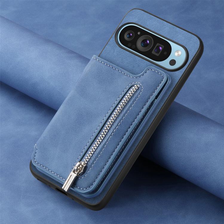 For Google Pixel 10 / 10 Pro Retro MagSafe Zipper Wallet Card Bag Back Phone Case