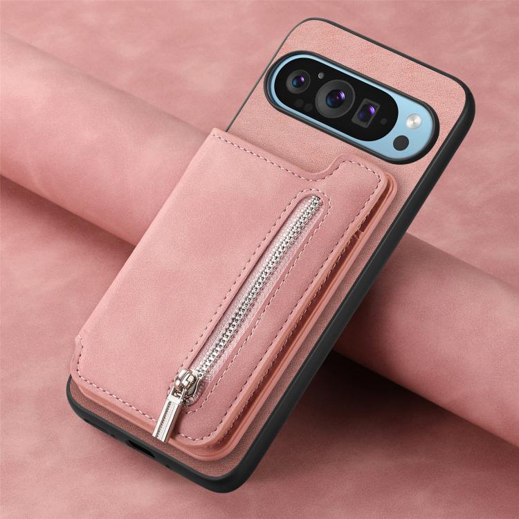 For Google Pixel 10 / 10 Pro Retro MagSafe Zipper Wallet Card Bag Back Phone Case