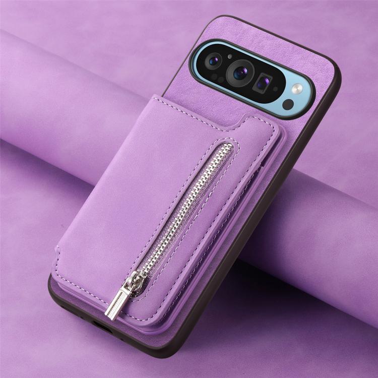 For Google Pixel 10 / 10 Pro Retro MagSafe Zipper Wallet Card Bag Back Phone Case
