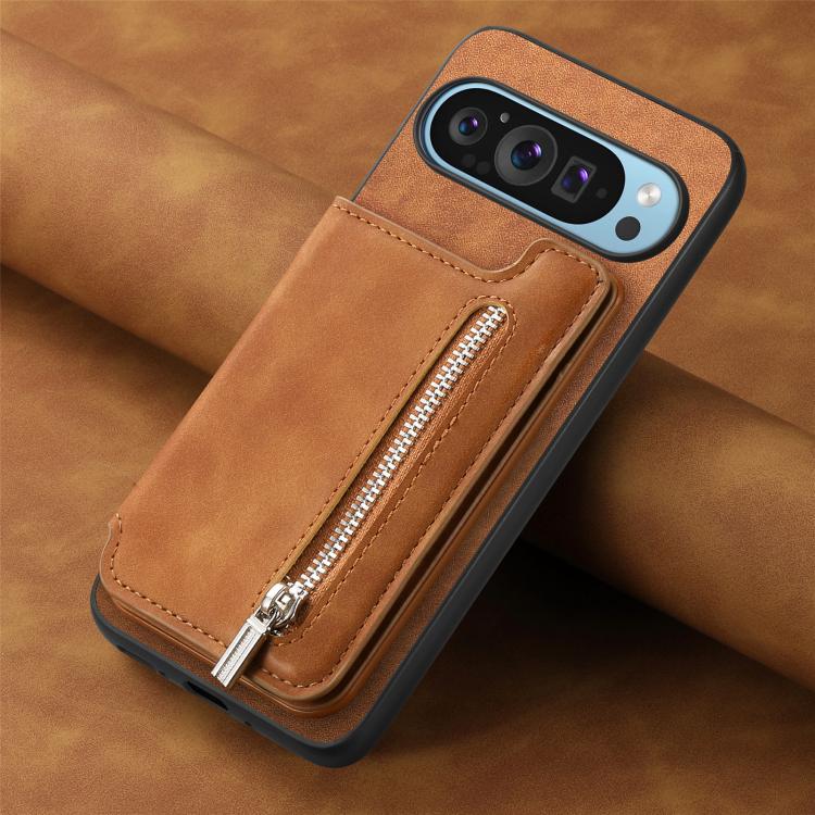 For Google Pixel 10 / 10 Pro Retro MagSafe Zipper Wallet Card Bag Back Phone Case