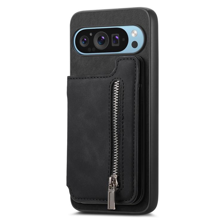 For Google Pixel 10 / 10 Pro Retro MagSafe Zipper Wallet Card Bag Back Phone Case