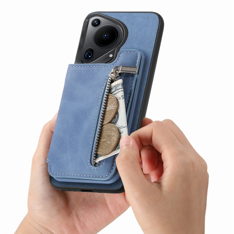 For Huawei Pura 70 Ultra Retro MagSafe Zipper Wallet Card Bag Back Phone Case