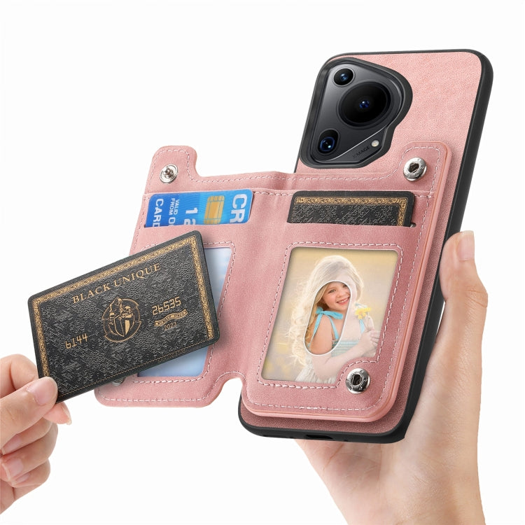 For Huawei Pura 70 Pro Retro MagSafe Zipper Wallet Card Bag Back Phone Case