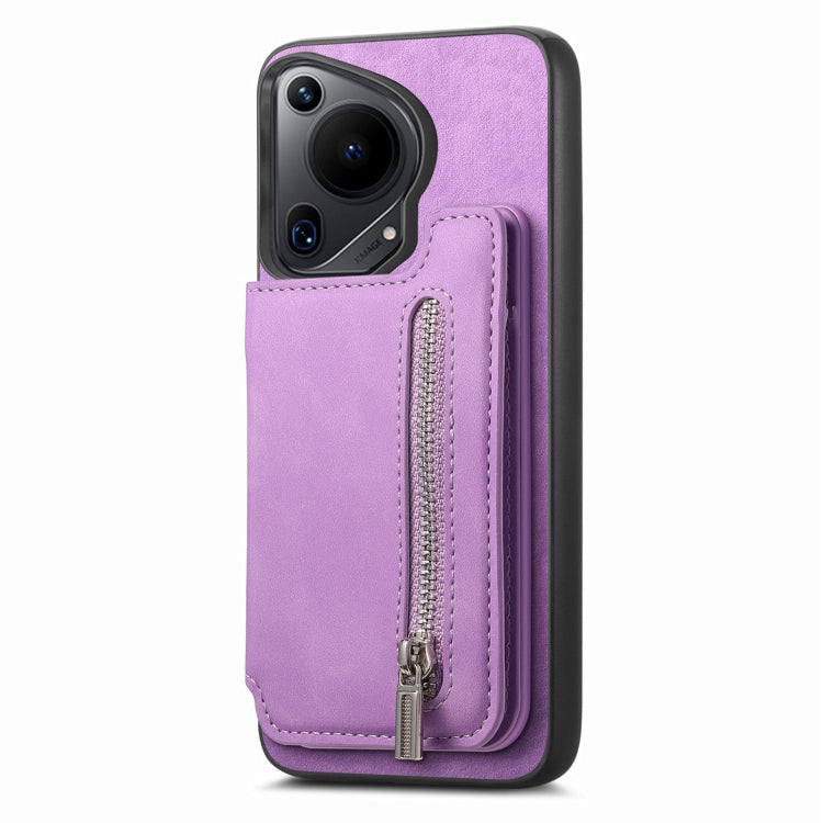 For Huawei Pura 70 Retro MagSafe Zipper Wallet Card Bag Back Phone Case