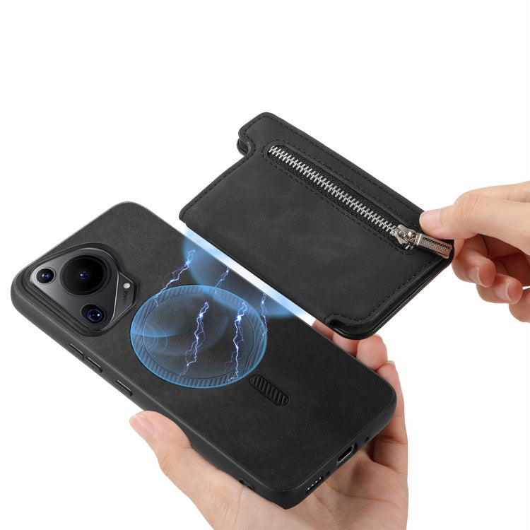 For Huawei Pura 70 Retro MagSafe Zipper Wallet Card Bag Back Phone Case