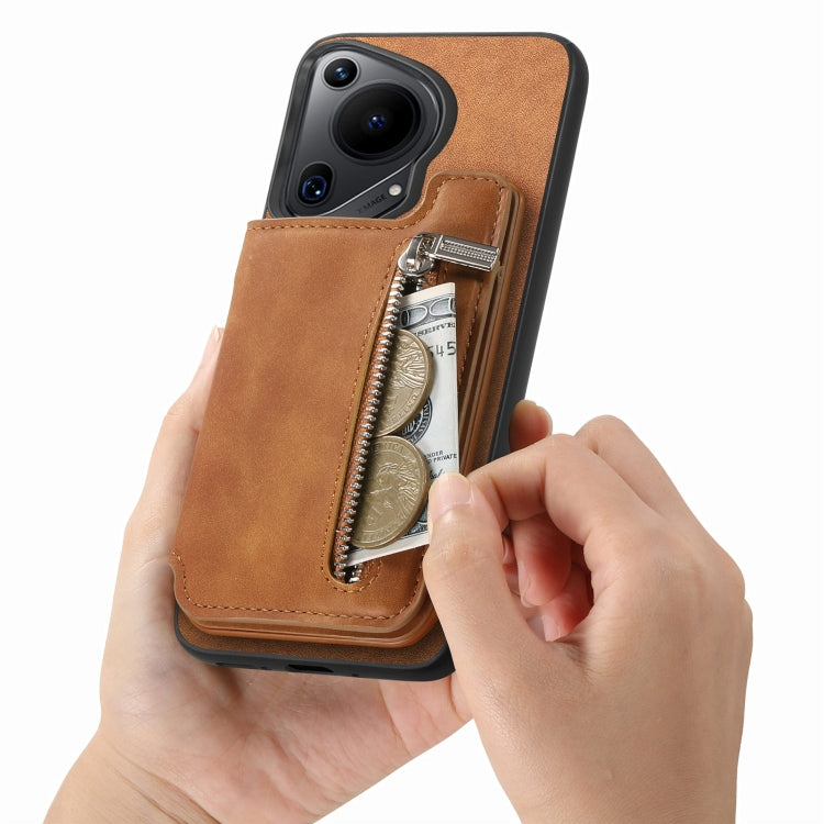 For Huawei nova 12 / 13 Retro MagSafe Zipper Wallet Card Bag Back Phone Case