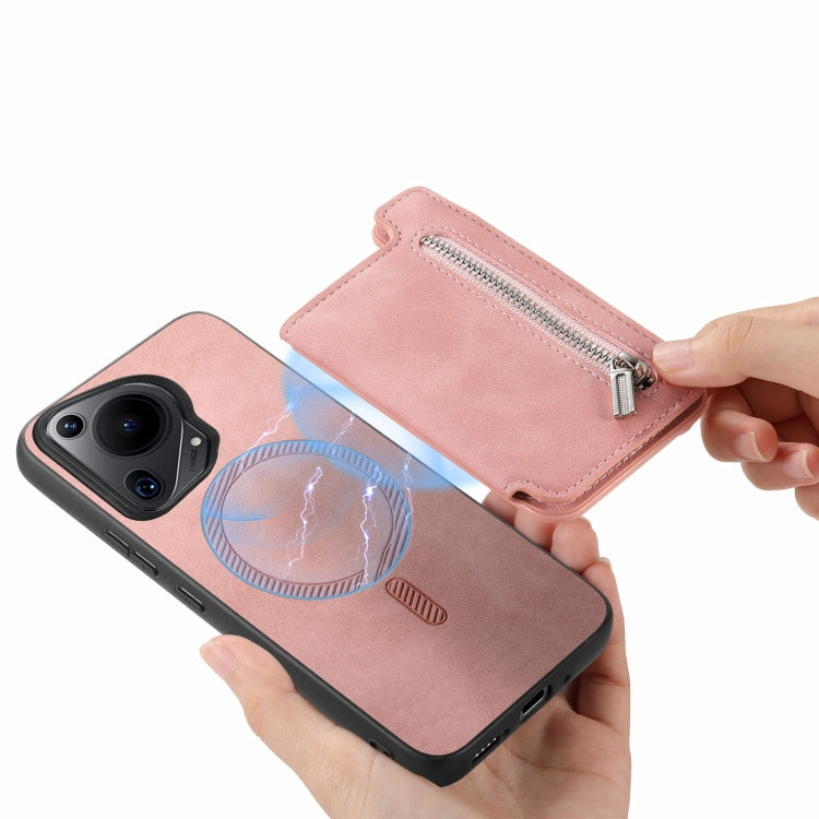 For Huawei nova 13 Pro Retro MagSafe Zipper Wallet Card Bag Back Phone Case