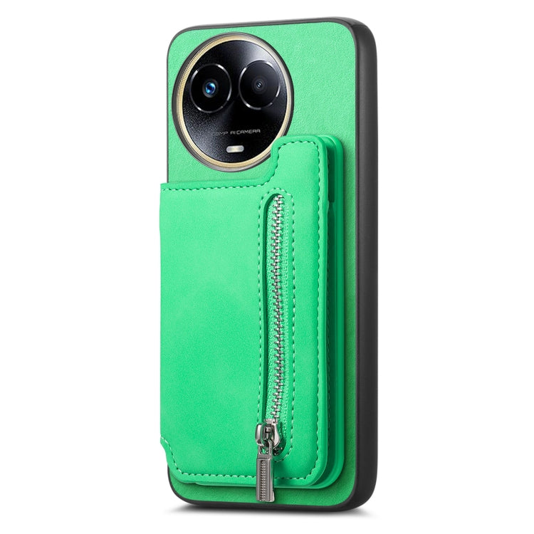For Realme 11 4G Global Retro MagSafe Zipper Wallet Card Bag Back Phone Case