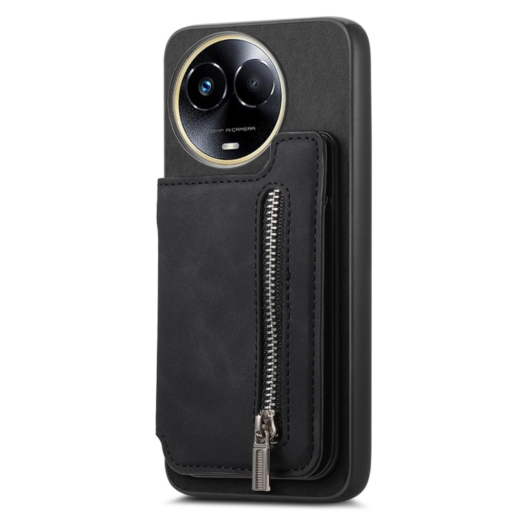 For Realme 11 4G Global Retro MagSafe Zipper Wallet Card Bag Back Phone Case