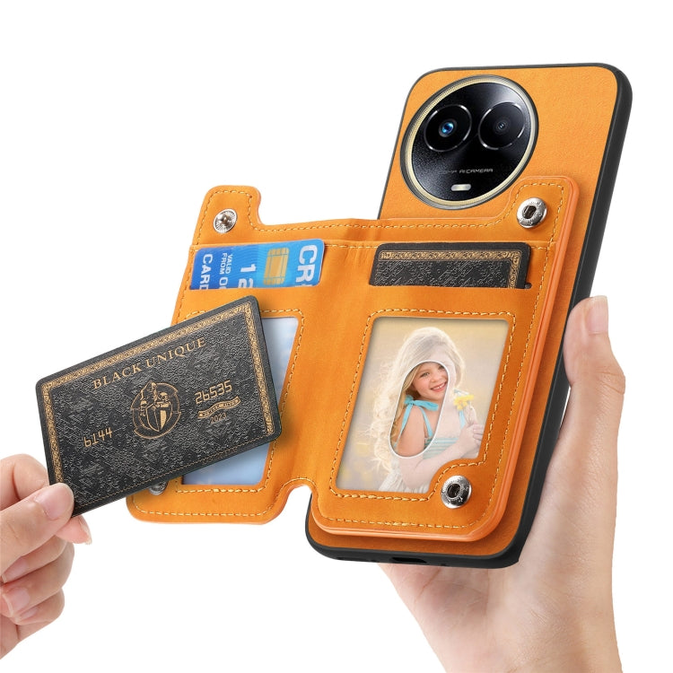 For Realme 11 5G Global Retro MagSafe Zipper Wallet Card Bag Back Phone Case