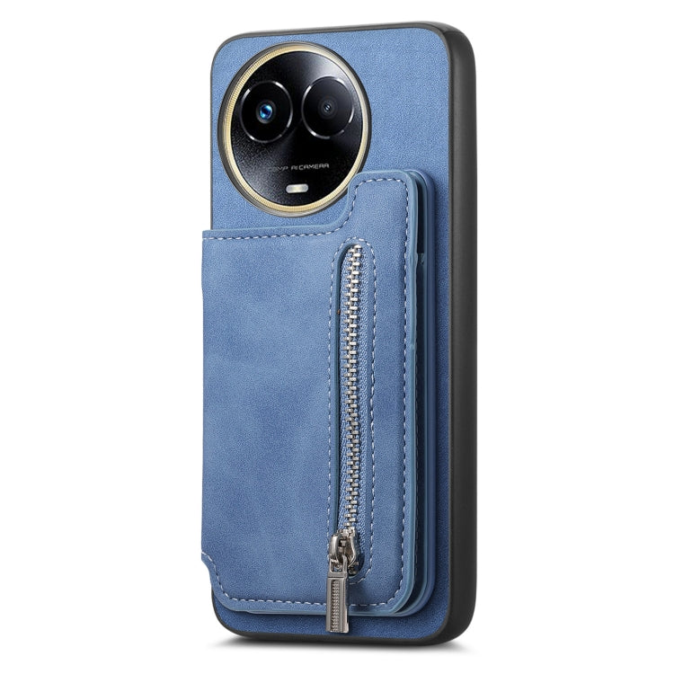 For Realme 11 5G Global Retro MagSafe Zipper Wallet Card Bag Back Phone Case