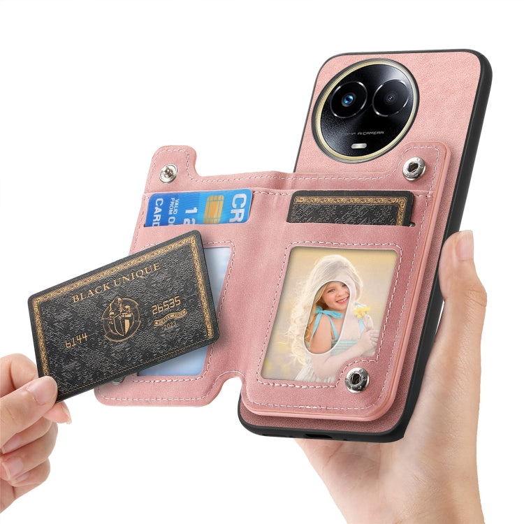 For Realme 11 5G Global Retro MagSafe Zipper Wallet Card Bag Back Phone Case