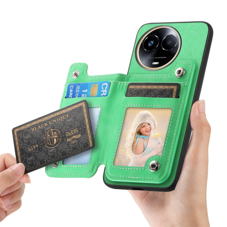 For Realme 11 5G Global Retro MagSafe Zipper Wallet Card Bag Back Phone Case