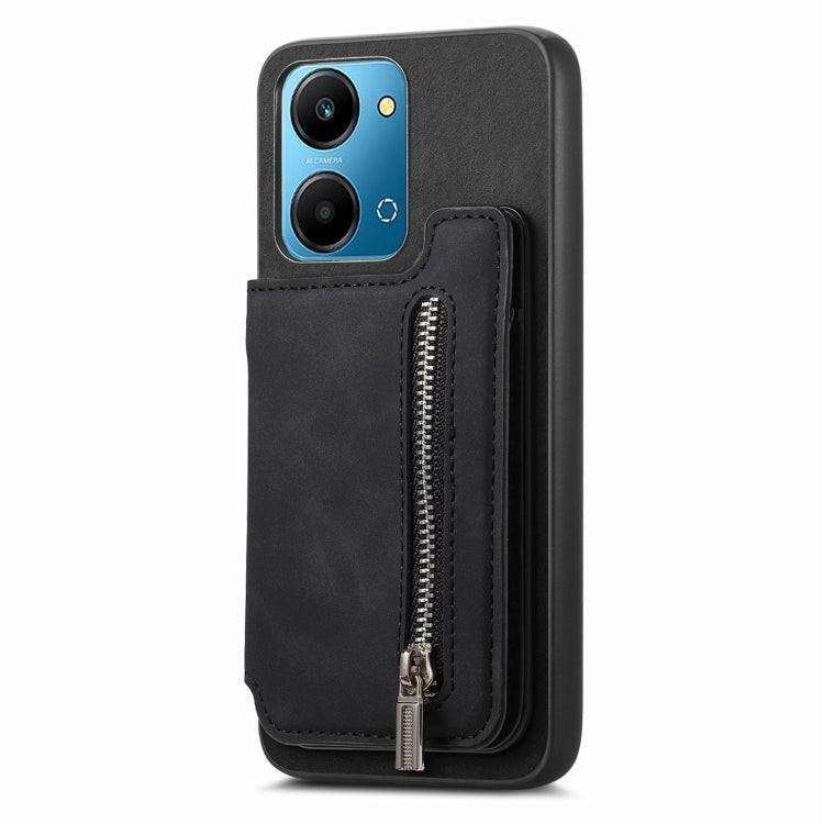 For Honor X8b Retro MagSafe Zipper Wallet Card Bag Back Phone Case