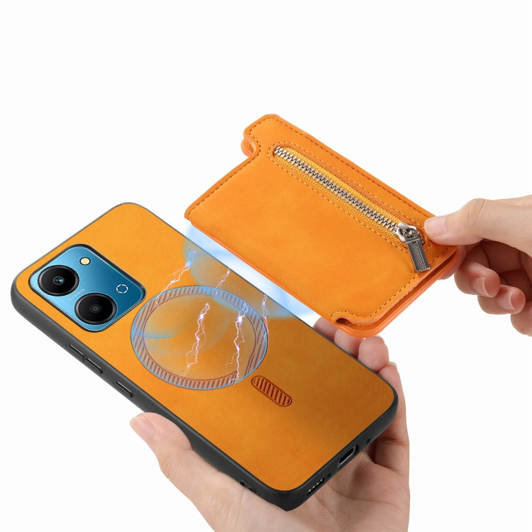 For Honor 100 Pro Retro MagSafe Zipper Wallet Card Bag Back Phone Case