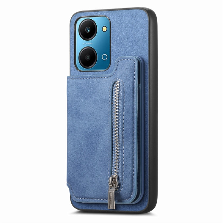 For Honor 100 Retro MagSafe Zipper Wallet Card Bag Back Phone Case