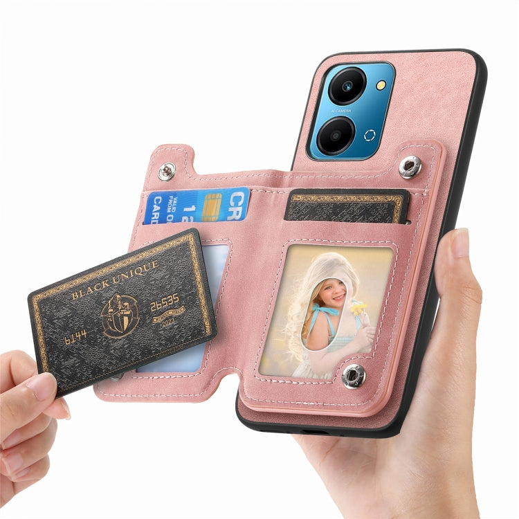 For Honor 100 Retro MagSafe Zipper Wallet Card Bag Back Phone Case