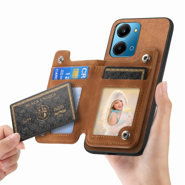 For Honor 100 Retro MagSafe Zipper Wallet Card Bag Back Phone Case