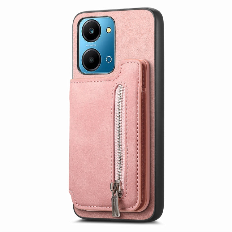 For Honor 90 Retro MagSafe Zipper Wallet Card Bag Back Phone Case