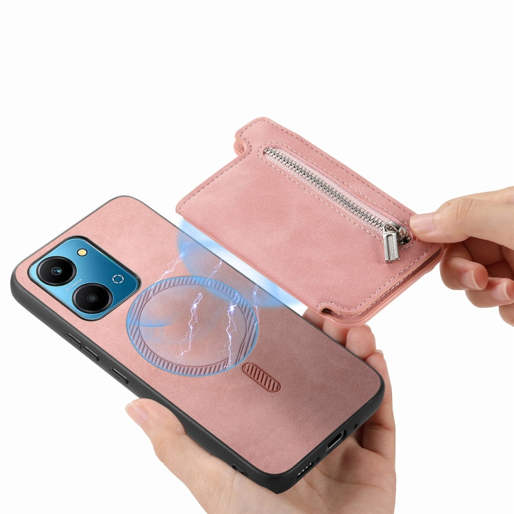 For Honor 90 Retro MagSafe Zipper Wallet Card Bag Back Phone Case