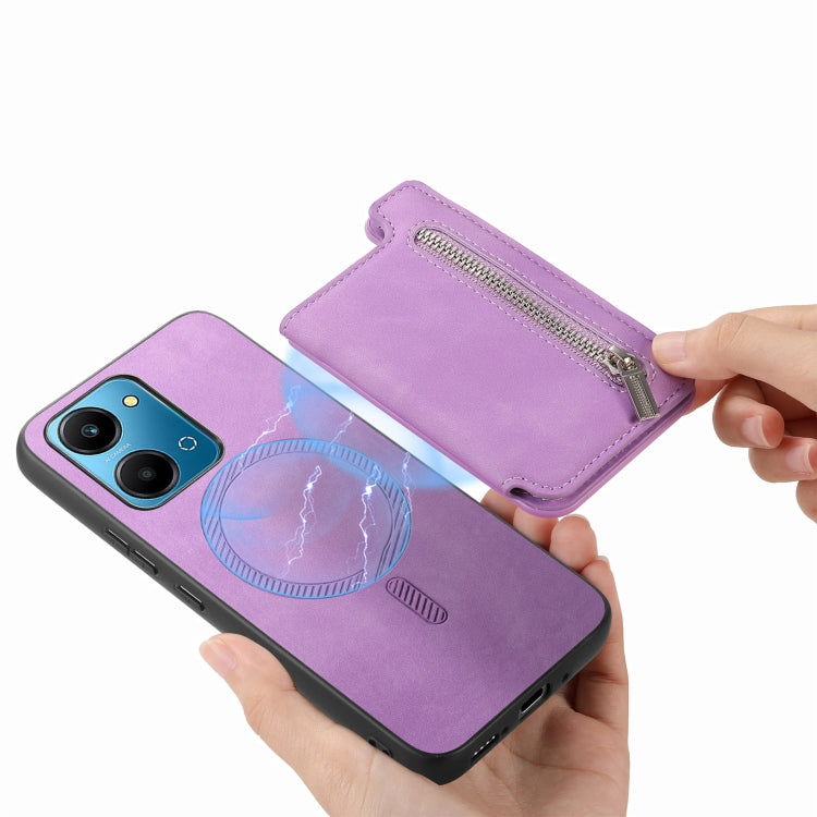 For Honor 90 Retro MagSafe Zipper Wallet Card Bag Back Phone Case
