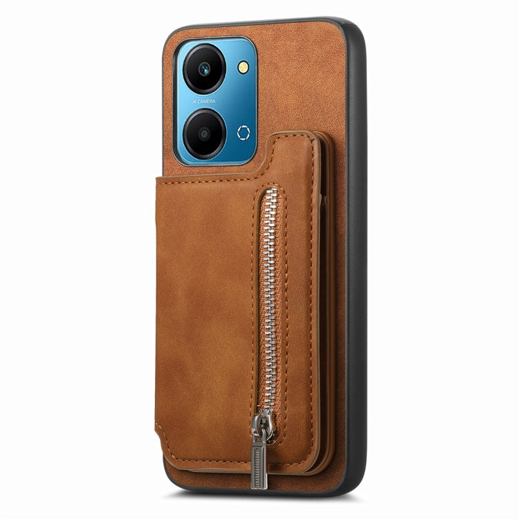 For Honor 90 Retro MagSafe Zipper Wallet Card Bag Back Phone Case