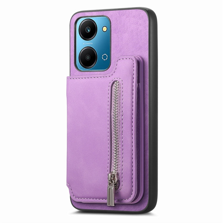 For Honor Play 7T / X7a Retro MagSafe Zipper Wallet Card Bag Back Phone Case
