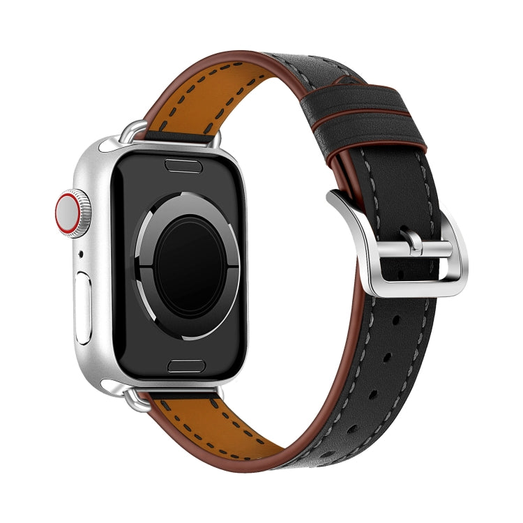 For Apple Watch 42mm / 41mm / 40mm / 38mm Classic Connector Buckle Slim Cow Real Leather Watch Band