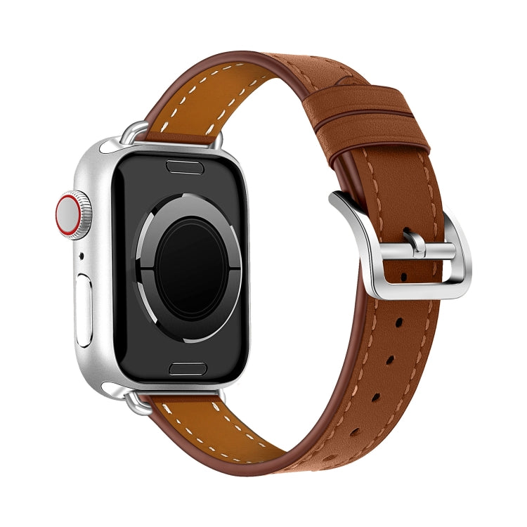For Apple Watch 42mm / 41mm / 40mm / 38mm Classic Connector Buckle Slim Cow Real Leather Watch Band