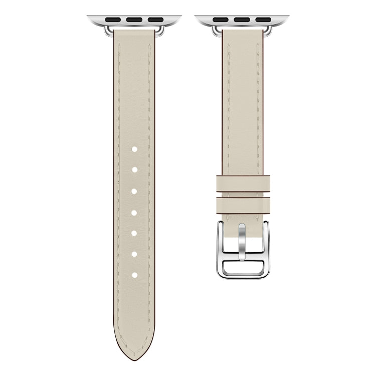 For Apple Watch 42mm / 41mm / 40mm / 38mm Classic Connector Buckle Slim Cow Real Leather Watch Band