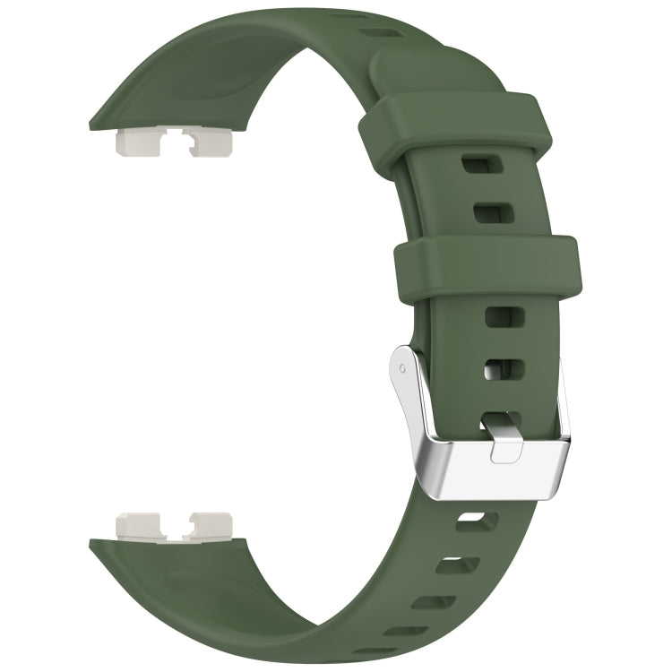 For Huawei Band 10 / 9 / 8 Silver Steel Buckle Soft Silicone Watch Band