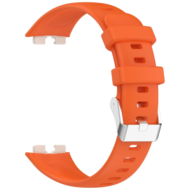 For Huawei Band 10 / 9 / 8 Silver Steel Buckle Soft Silicone Watch Band