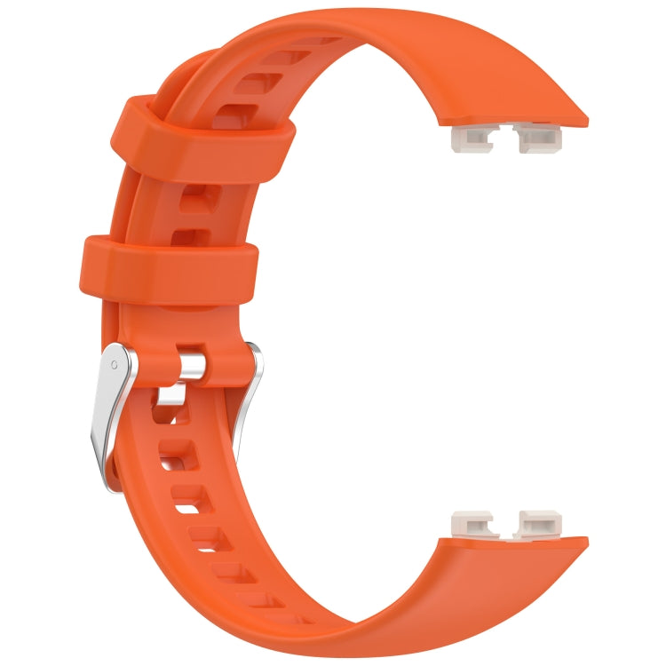 For Huawei Band 10 / 9 / 8 Silver Steel Buckle Soft Silicone Watch Band