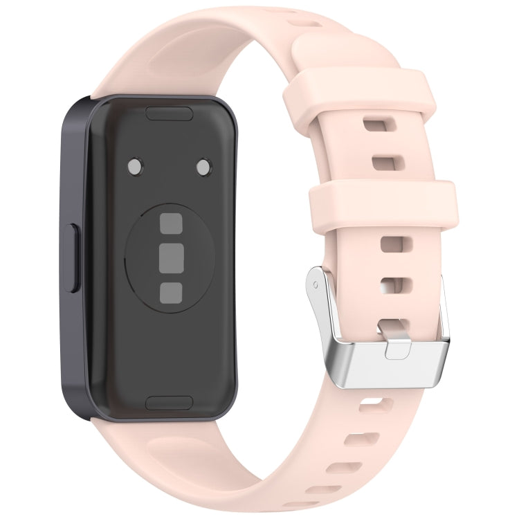 For Huawei Band 10 / 9 / 8 Silver Steel Buckle Soft Silicone Watch Band