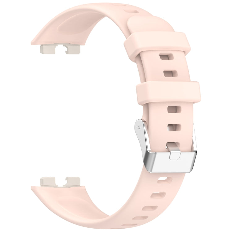 For Huawei Band 10 / 9 / 8 Silver Steel Buckle Soft Silicone Watch Band