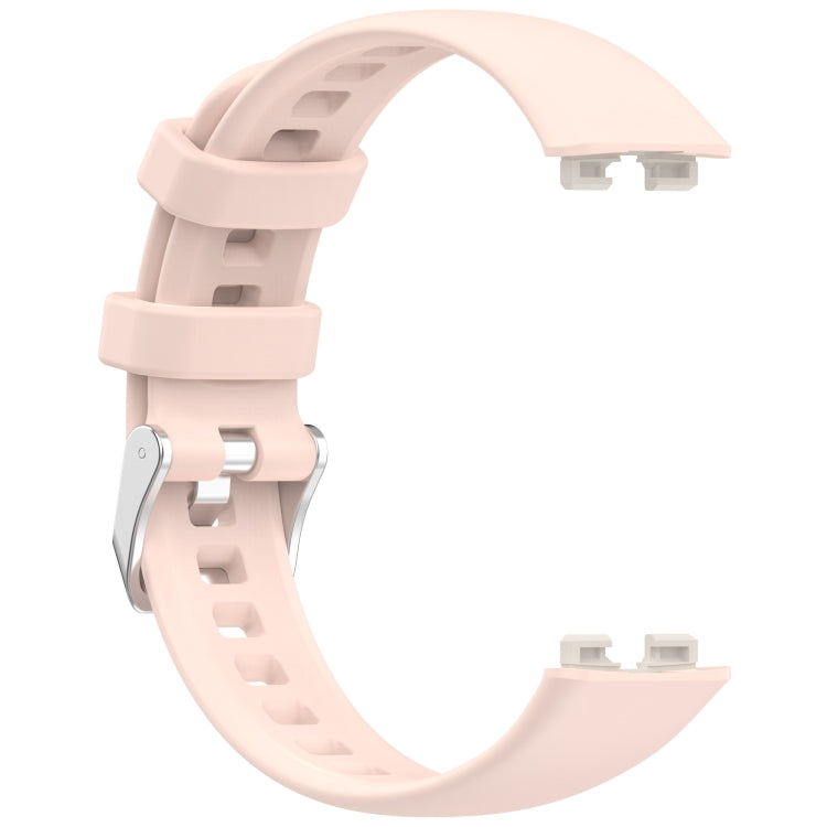 For Huawei Band 10 / 9 / 8 Silver Steel Buckle Soft Silicone Watch Band