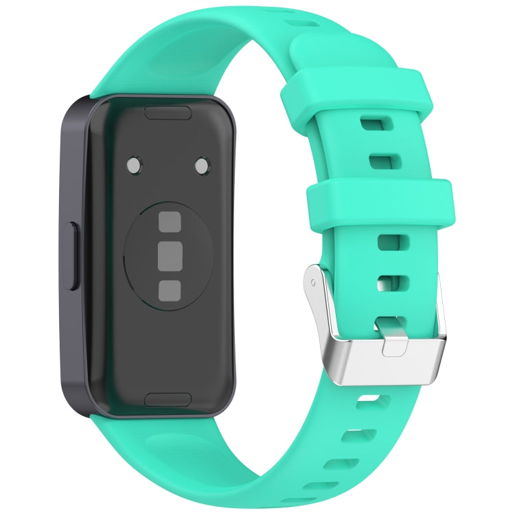 For Huawei Band 10 / 9 / 8 Silver Steel Buckle Soft Silicone Watch Band