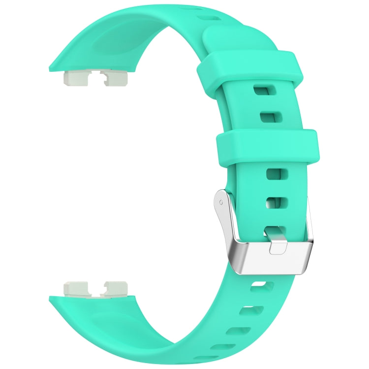 For Huawei Band 10 / 9 / 8 Silver Steel Buckle Soft Silicone Watch Band