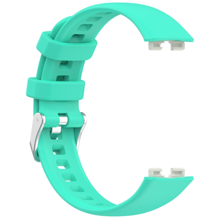 For Huawei Band 10 / 9 / 8 Silver Steel Buckle Soft Silicone Watch Band
