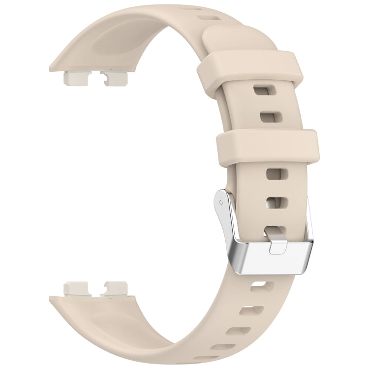 For Huawei Band 10 / 9 / 8 Silver Steel Buckle Soft Silicone Watch Band