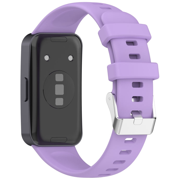 For Huawei Band 10 / 9 / 8 Silver Steel Buckle Soft Silicone Watch Band