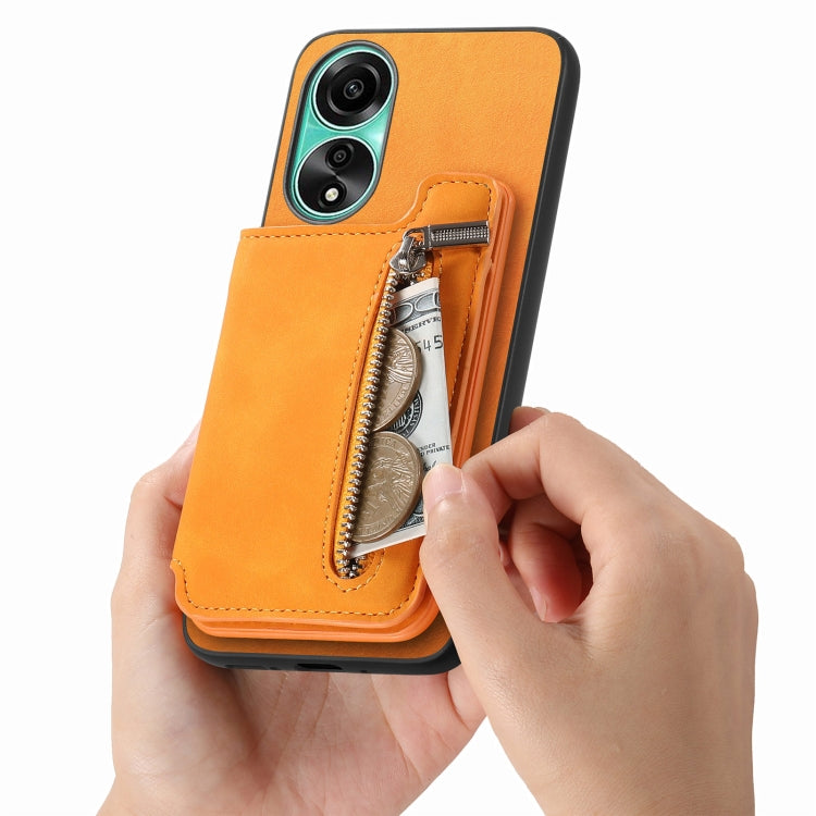 For OPPO Reno12 Pro Global Retro MagSafe Zipper Wallet Card Bag Back Phone Case