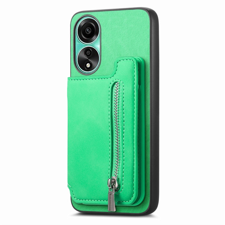 For OPPO Reno12 Pro Global Retro MagSafe Zipper Wallet Card Bag Back Phone Case
