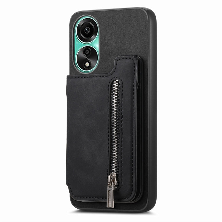 For OPPO Reno12 Pro Global Retro MagSafe Zipper Wallet Card Bag Back Phone Case