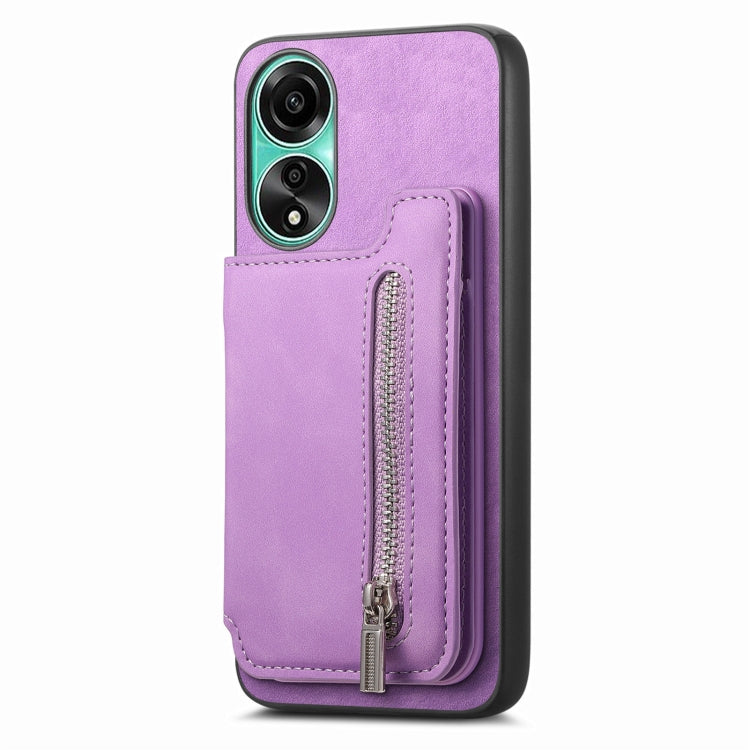 For OPPO A3 Pro Retro MagSafe Zipper Wallet Card Bag Back Phone Case