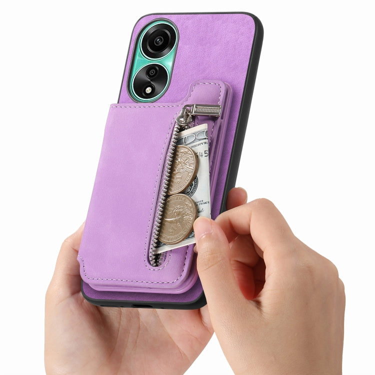 For OPPO A3 Pro Retro MagSafe Zipper Wallet Card Bag Back Phone Case