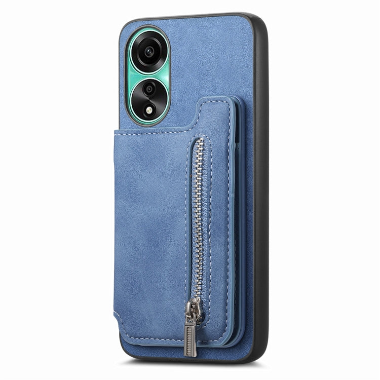 For OPPO Reno11 Pro 5G Global Retro MagSafe Zipper Wallet Card Bag Back Phone Case