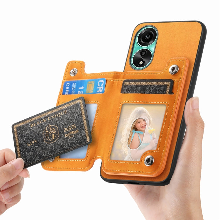For OPPO A58 4G Retro MagSafe Zipper Wallet Card Bag Back Phone Case